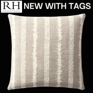 Set of 2 NWT Restoration Hardware BAYAN STRIPE OUTDOOR PILLOW COVER - 20x20 Sand